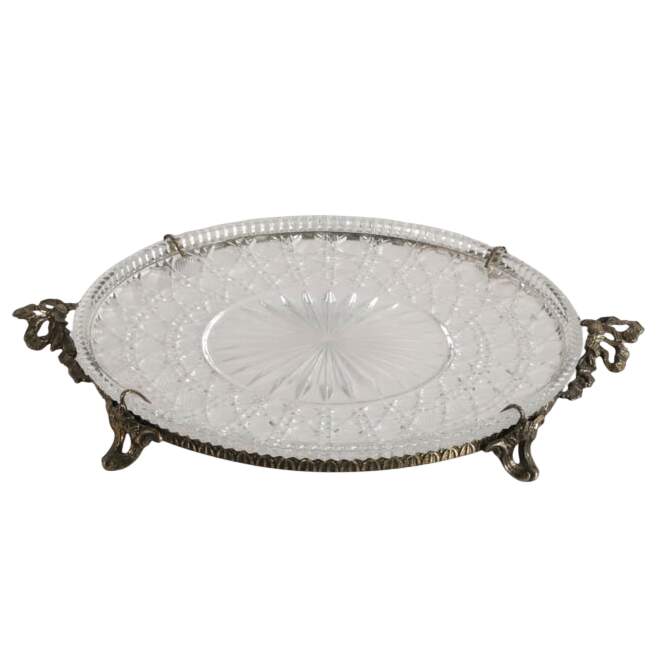 Pair of Art Nouveau Silverplate Serving Dishes with Cut Glass Inserts-7