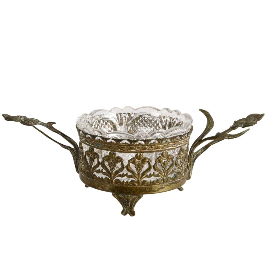 Pair of Art Nouveau Silverplate Serving Dishes with Cut Glass Inserts-3