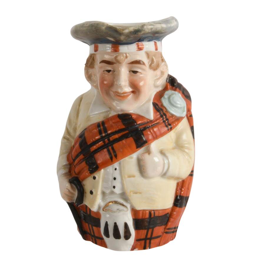 Scotsman Character Porcelain Jug Attributed to Schafer & Vater-1