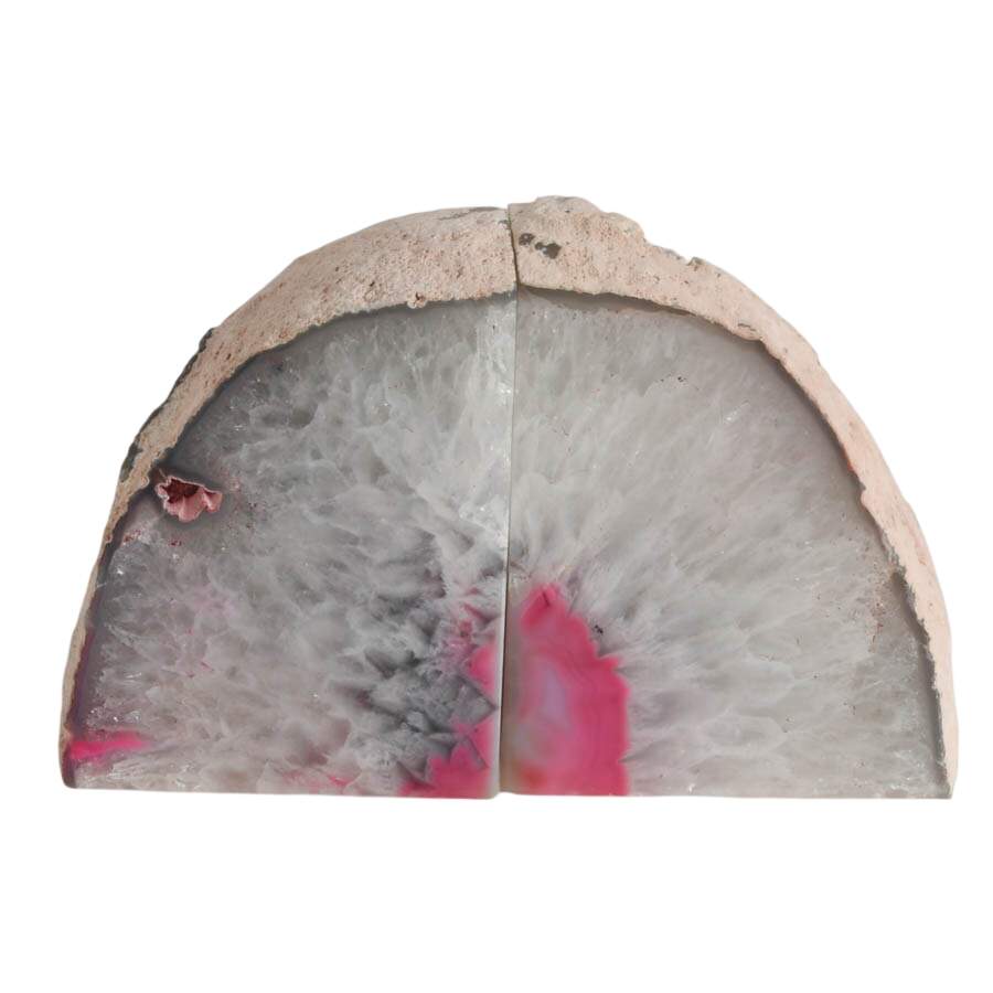 Pair of Pink Brazilian Dyed Geode Bookends-2
