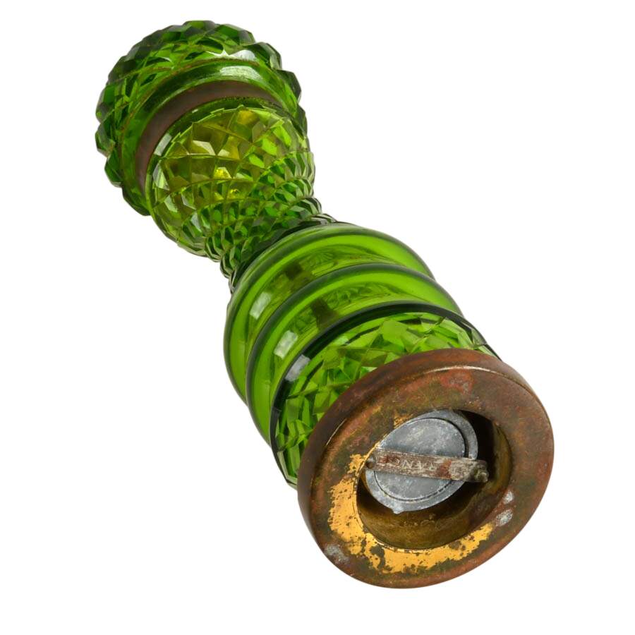 French Absinthe-Green Cut Crystal Pepper Grinder-8