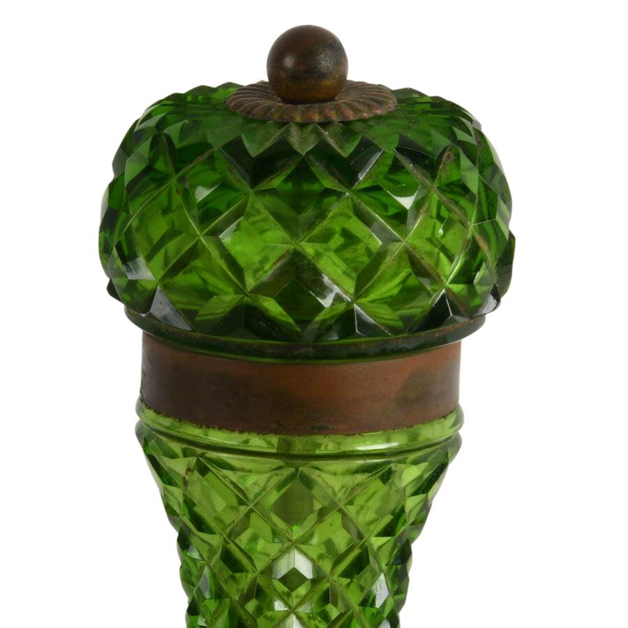 French Absinthe-Green Cut Crystal Pepper Grinder-3