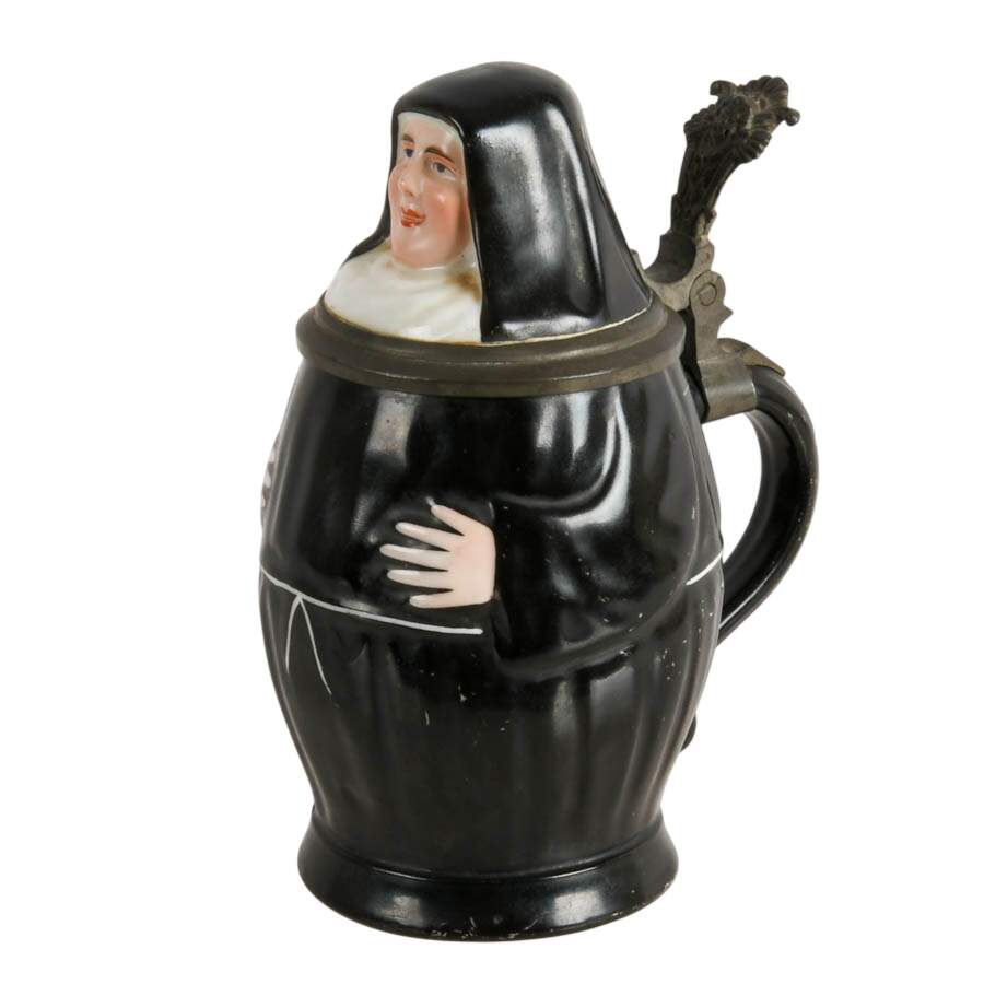 Antique German Nun Lithophane Beer Mug-4
