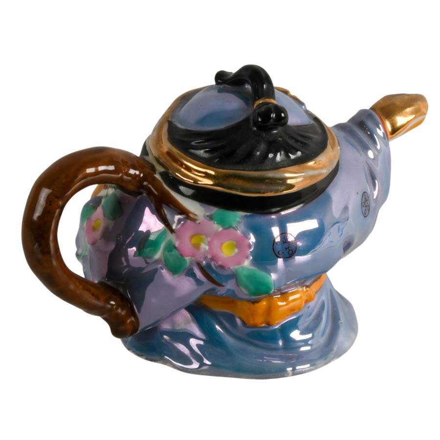 Mid-Century Figural Japanese Sumo Wrestler Lusterware Tea Pot-4