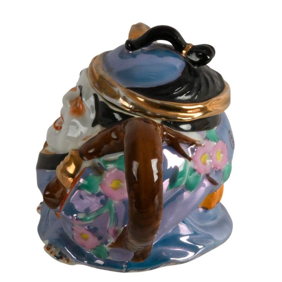 Mid-Century Figural Japanese Sumo Wrestler Lusterware Tea Pot-3
