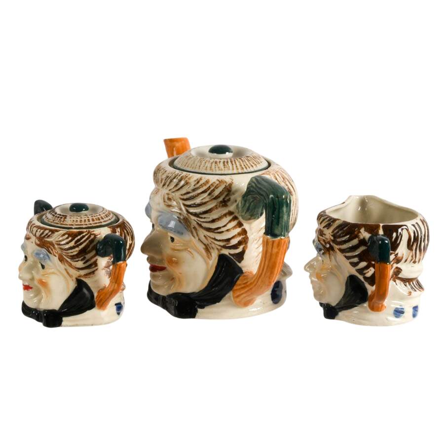 Japanese Toby-Style Lidded Three Tea Set-2