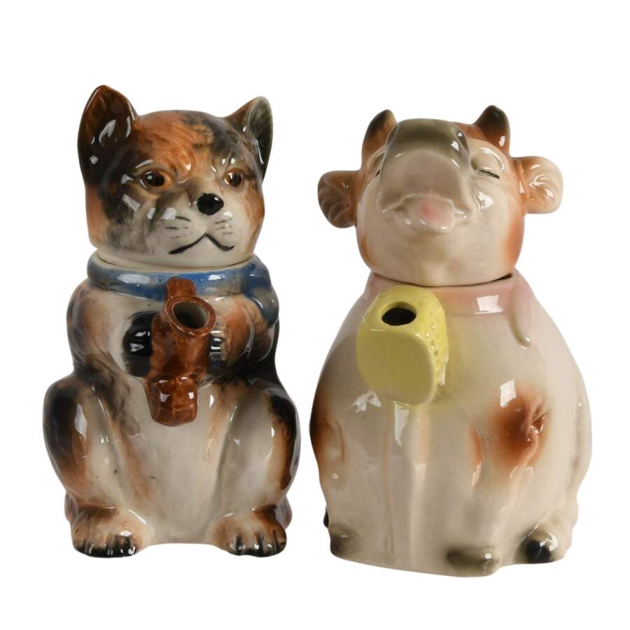Pair of Anthropomorphic Animal Ceramic Creamers-1
