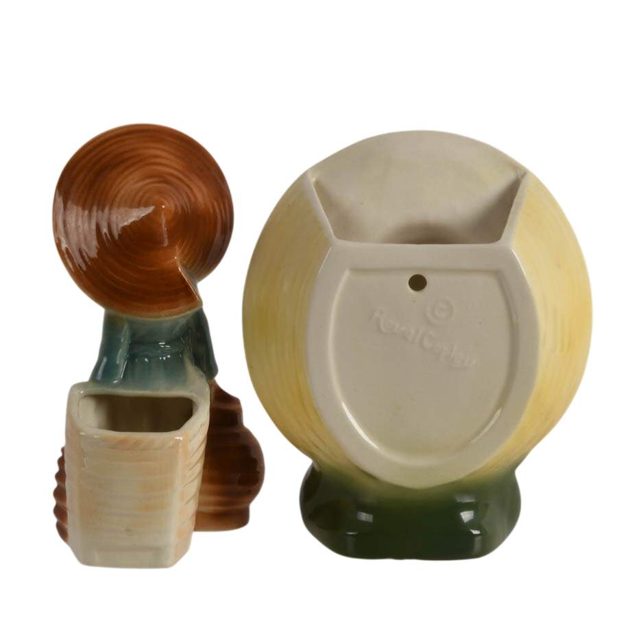 Pair of Retro Royal Copley Pottery Vase and Wall Pocket-3
