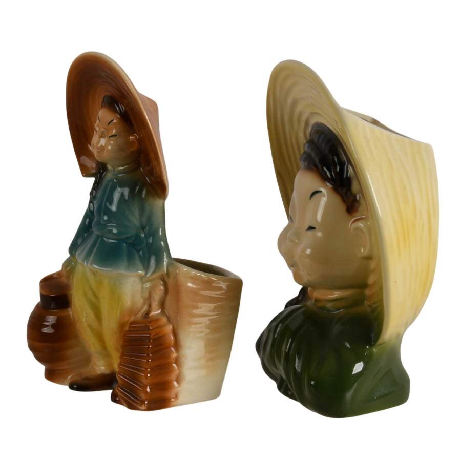 Pair of Retro Royal Copley Pottery Vase and Wall Pocket-2