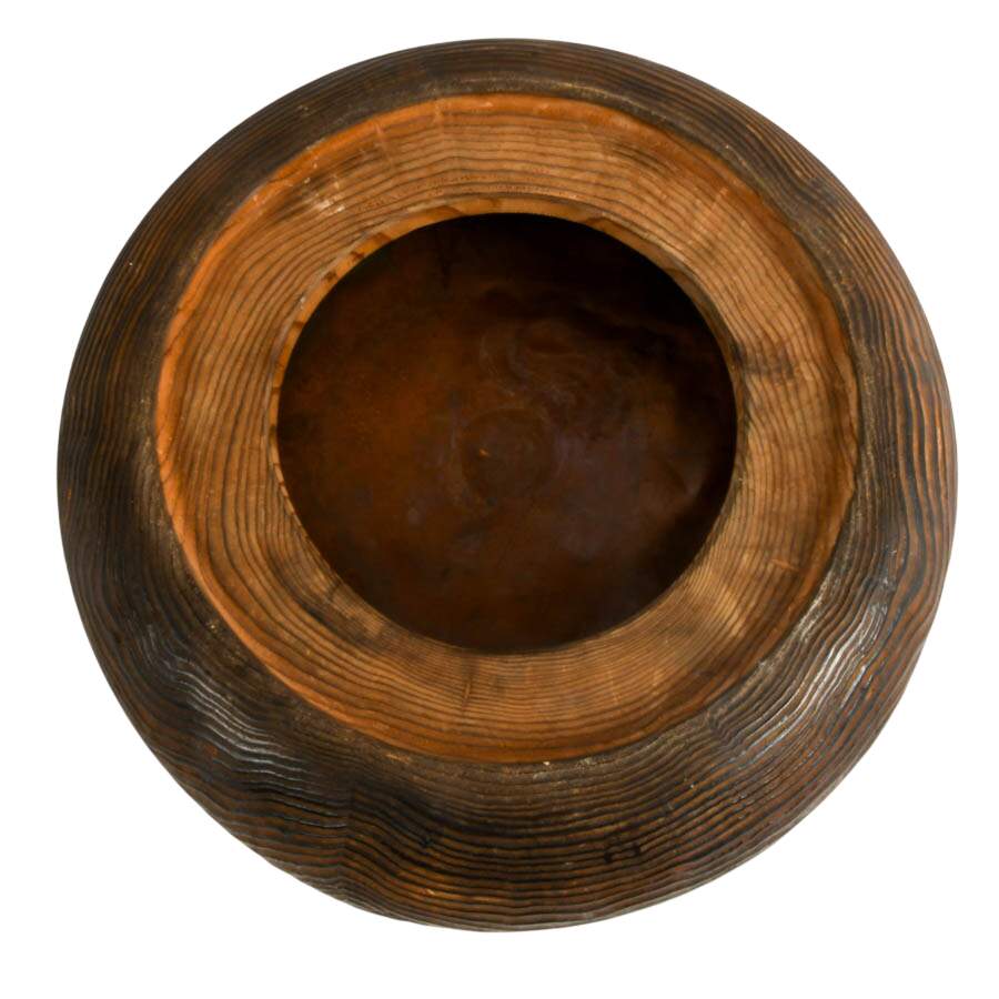 Antique Japanese Copper Lined Kiri Wood Hibachi Pot-6