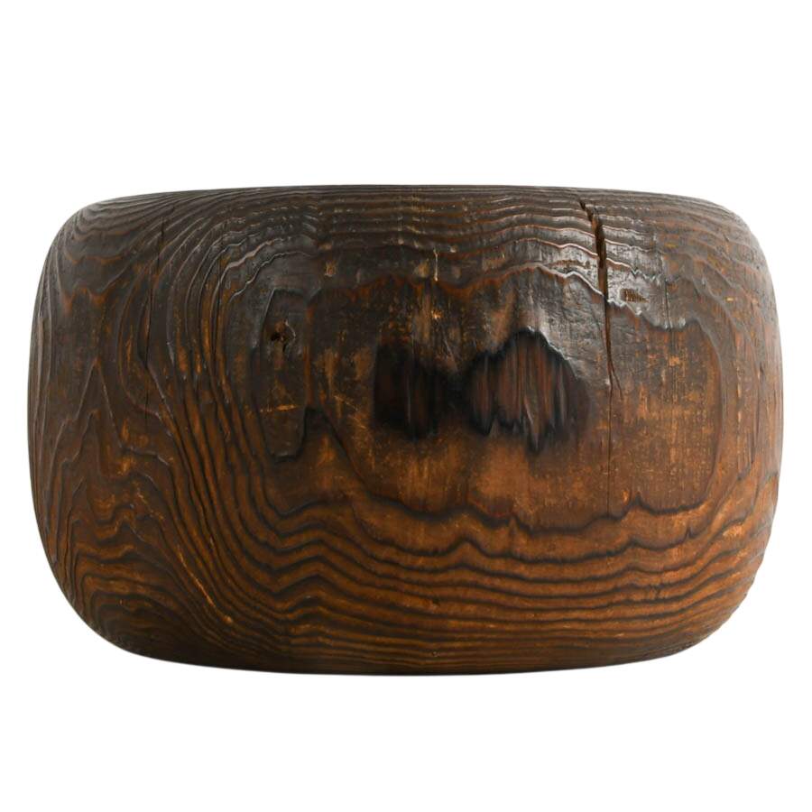 Antique Japanese Copper Lined Kiri Wood Hibachi Pot-5