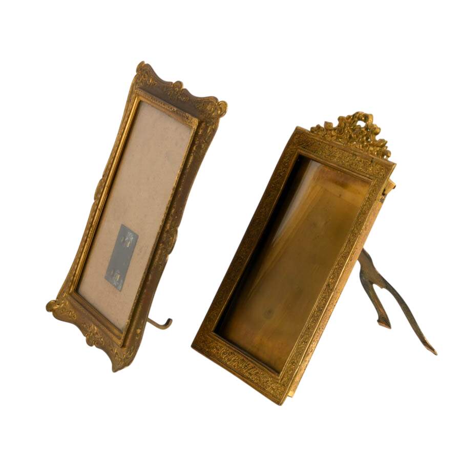 Pair of Ornate Gold-Tone Standing Photo Frames-2