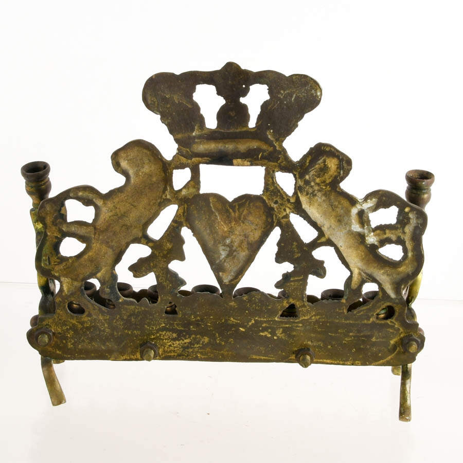 Antique Brass Hanukkah Menorah-2