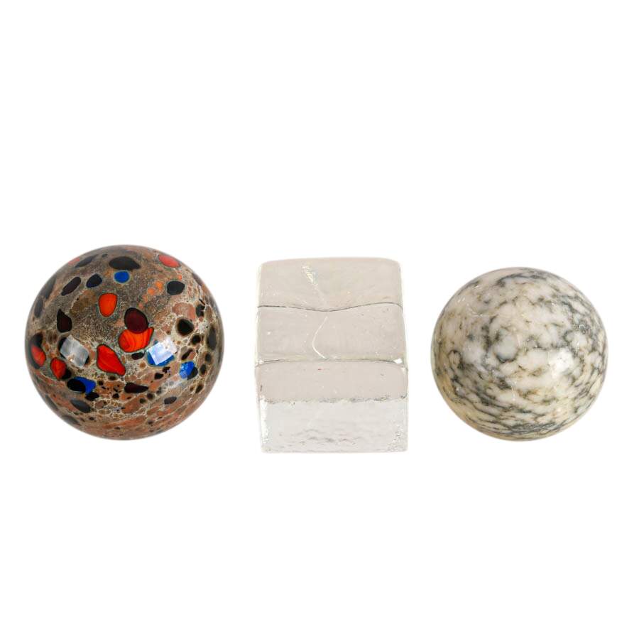 Lot of Three Stone and Crystal Paperweights-1