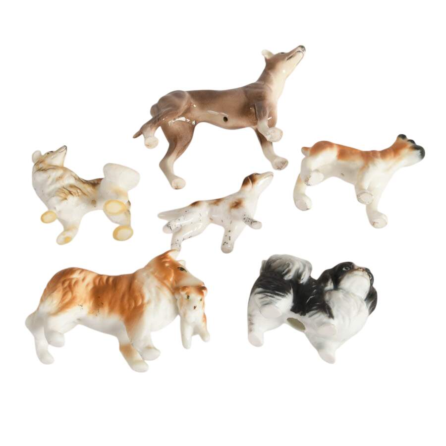 Charming Set of Eight Diverse Miniature Ceramic Dogs-4