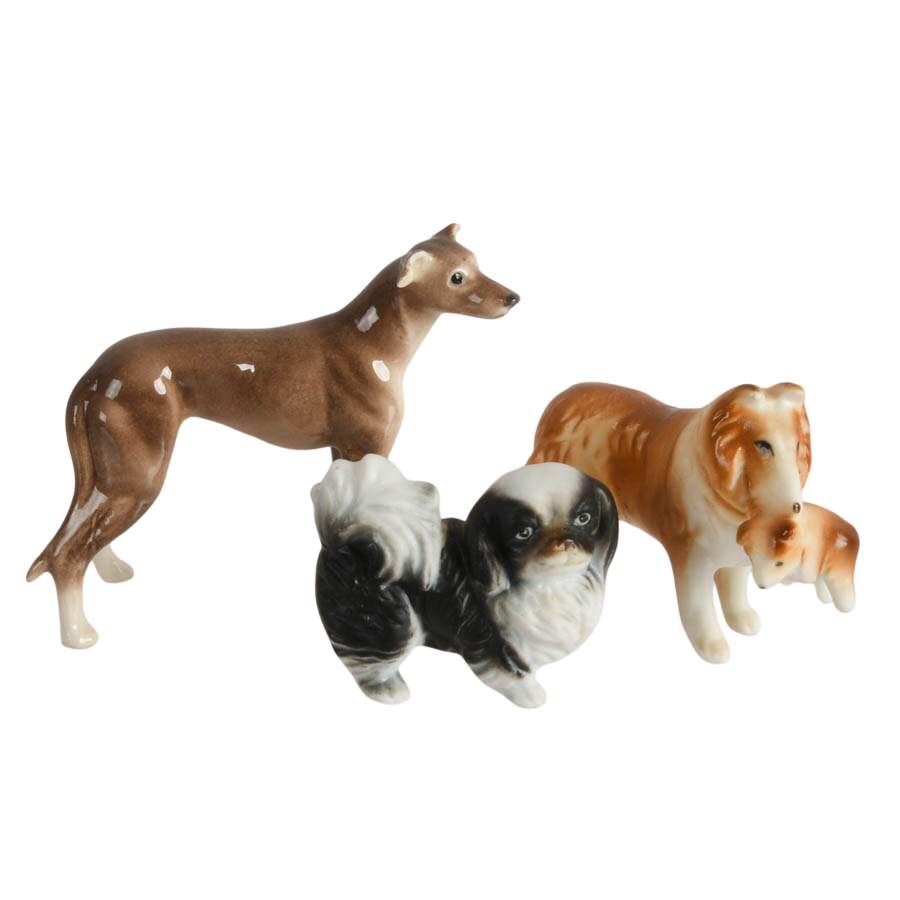 Charming Set of Eight Diverse Miniature Ceramic Dogs-2