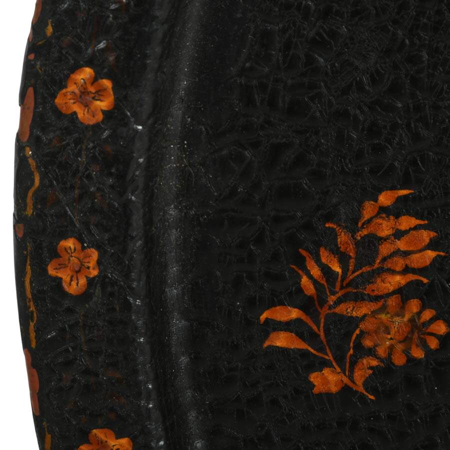 Antique Round Floral Enamel on Copper Serving Tray-4