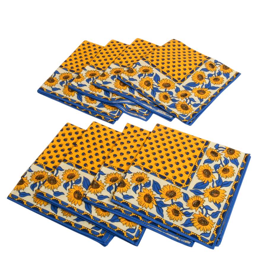 Le Cluny Blue Sunflower Set with Tablecloth and Eight Napkins-2