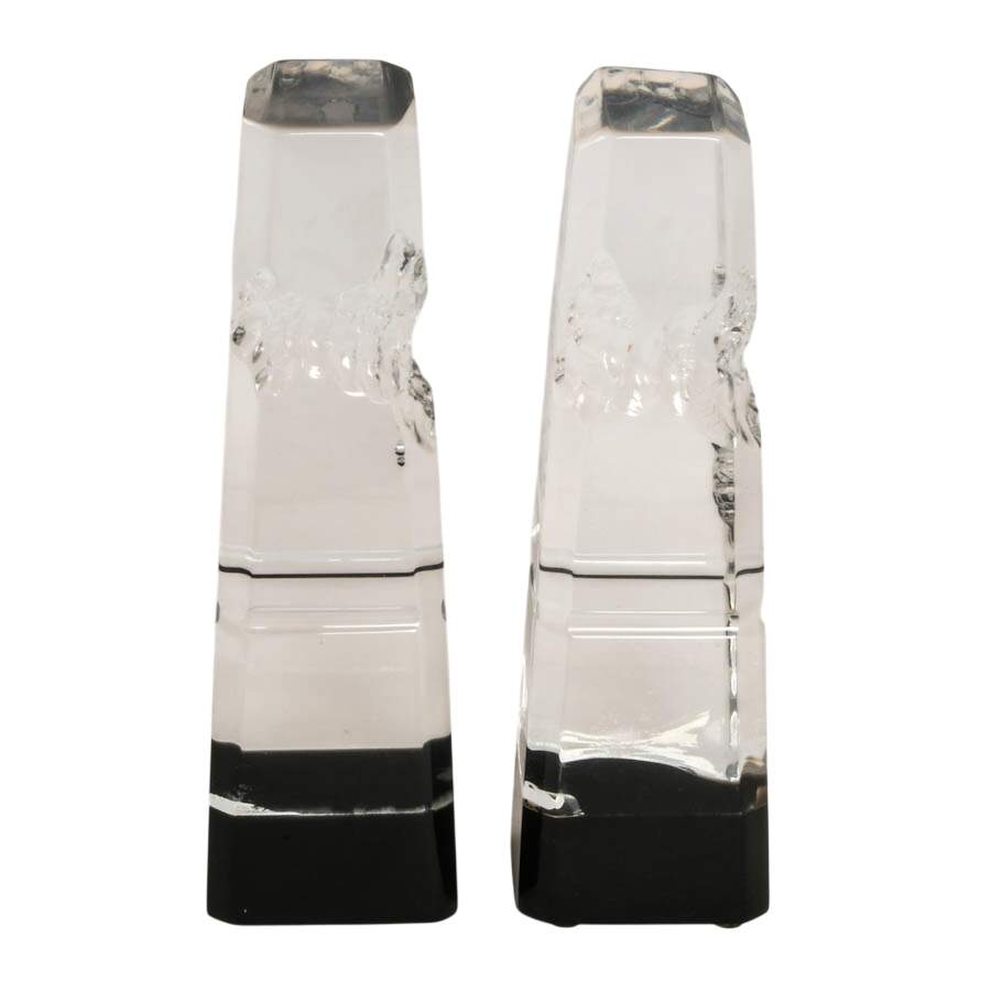 Pair of Vintage Lucite Stonesque Bookends-2