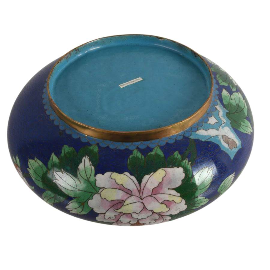 Chinese Blue Floral Lidded Cloisonné Bowl-7