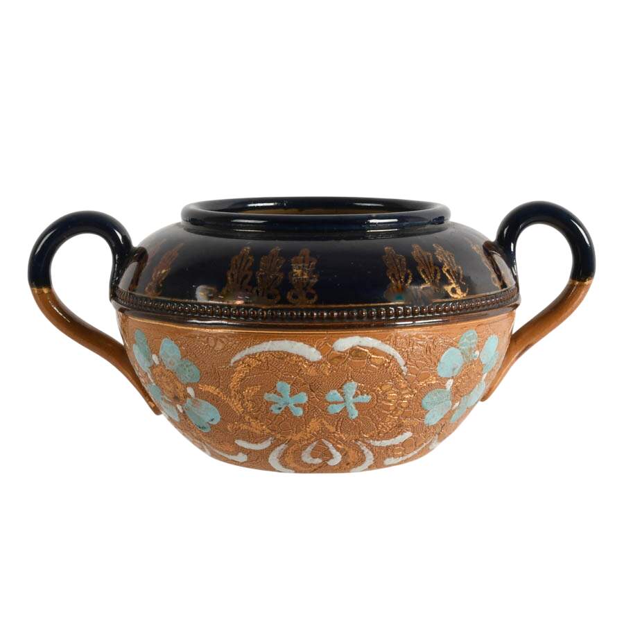 Antique Royal Doulton Lambeth Slater's Patent Two-Handled Sugar Bowl-4