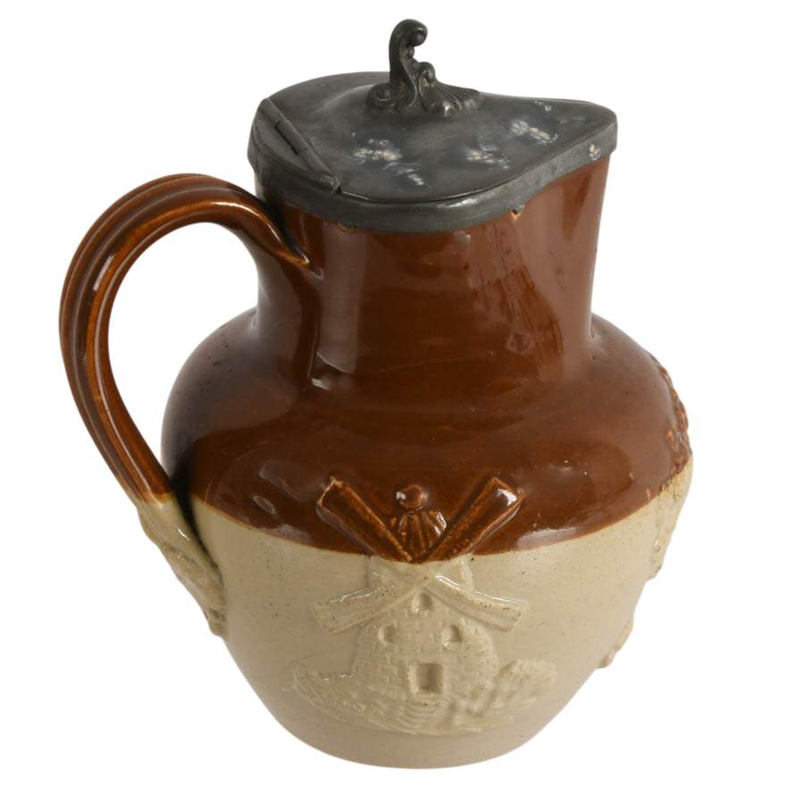 Antique Salt Glazed Harvest Jus Stoneware in the Style of Royal Doulton-4