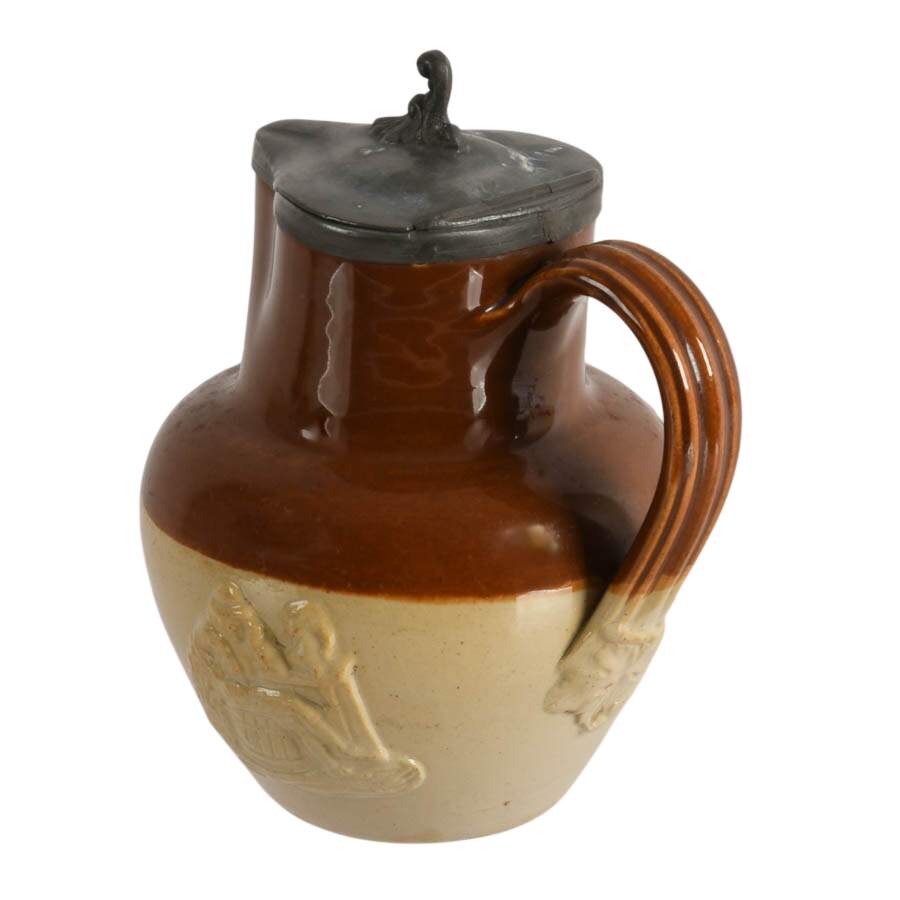 Antique Salt Glazed Harvest Jus Stoneware in the Style of Royal Doulton-3