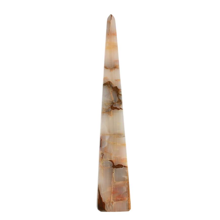 Decorative Carved Banded Calcite Obelisk-5