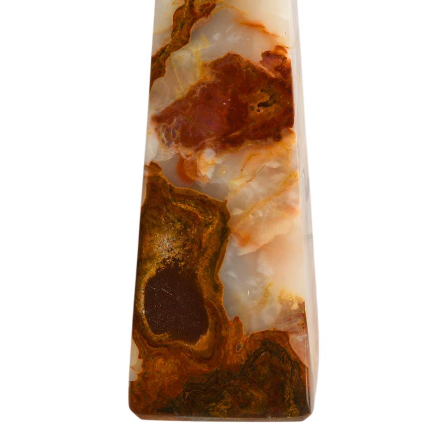 Decorative Carved Banded Calcite Obelisk-2