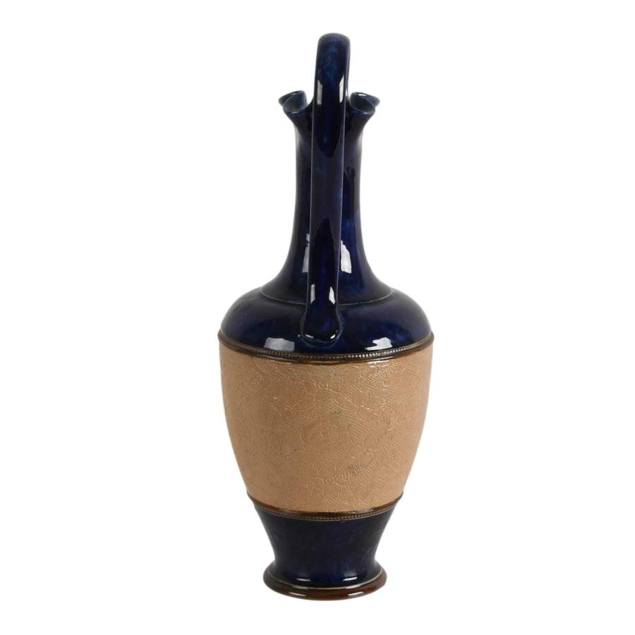 Antique Royal Doulton Slater Pattern and Cobalt Glaze Stoneware Jug-6