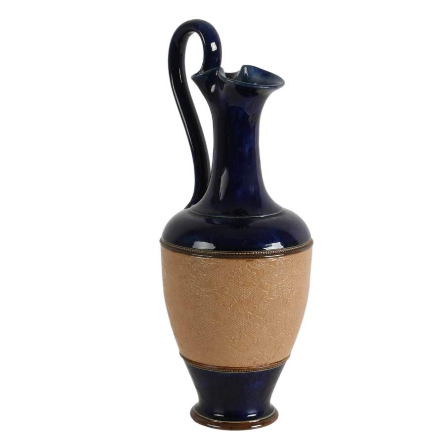 Antique Royal Doulton Slater Pattern and Cobalt Glaze Stoneware Jug-3
