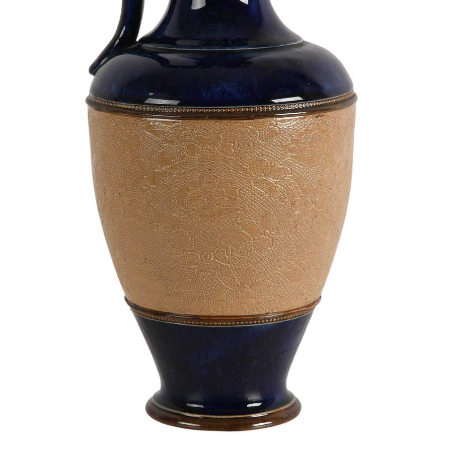Antique Royal Doulton Slater Pattern and Cobalt Glaze Stoneware Jug-2