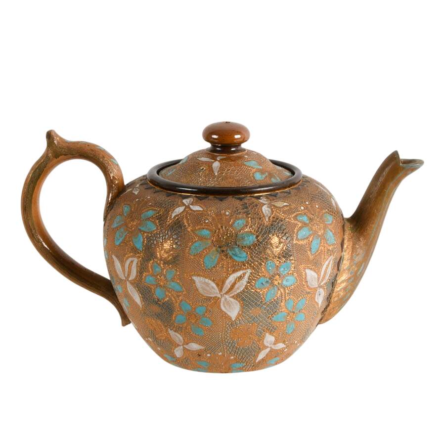 Antique Royal Doulton Lambeth Slater's Patent Stoneware Teapot-1