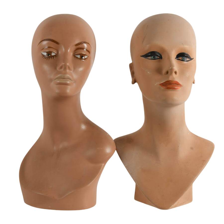 Pair of Mid-Century Mannequin Heads-1