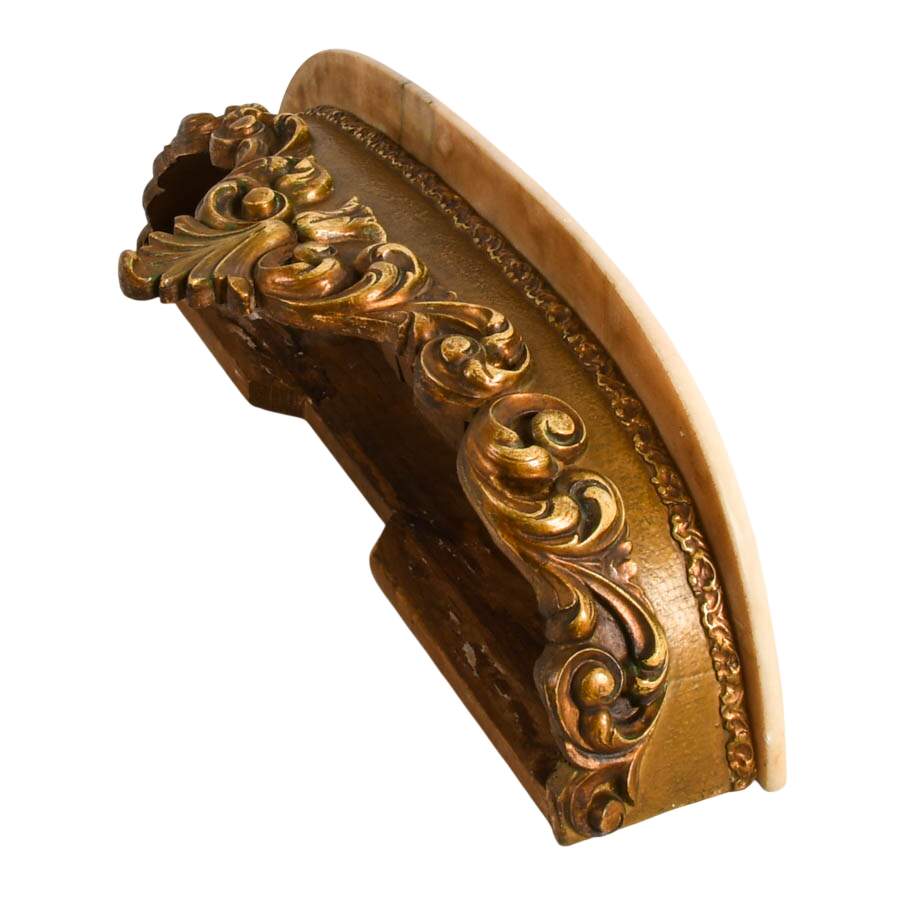 Florentine Pink Marble and Giltwood Floating Shelf-7