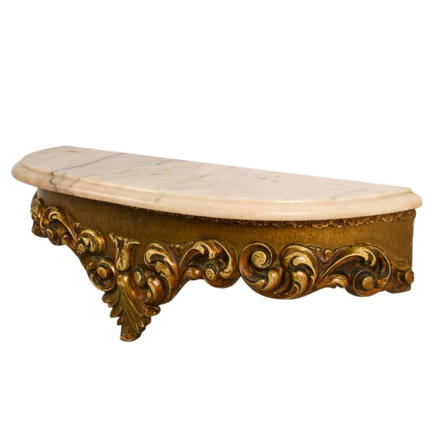 Florentine Pink Marble and Giltwood Floating Shelf-4