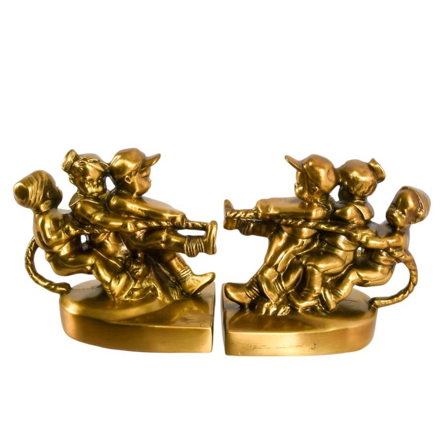 Pair of PM Craftsman Brass Tug of War Bookends-2
