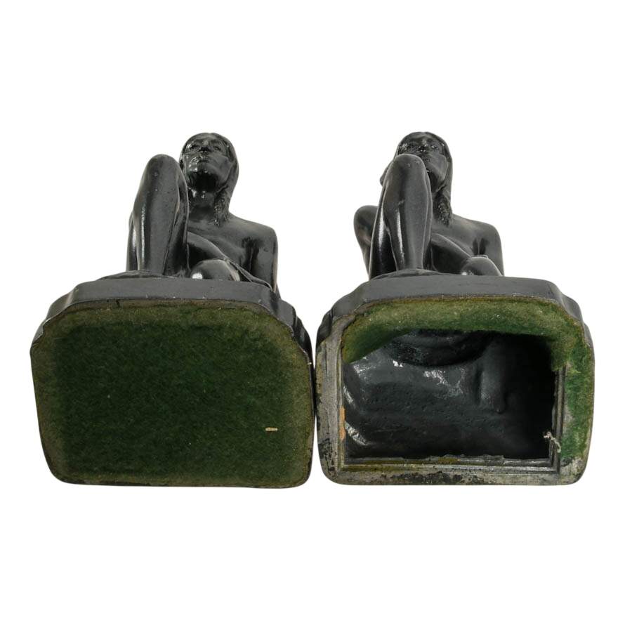 Pair of Cast Metal Native American Hunter Bookends After C.M. Russell-7