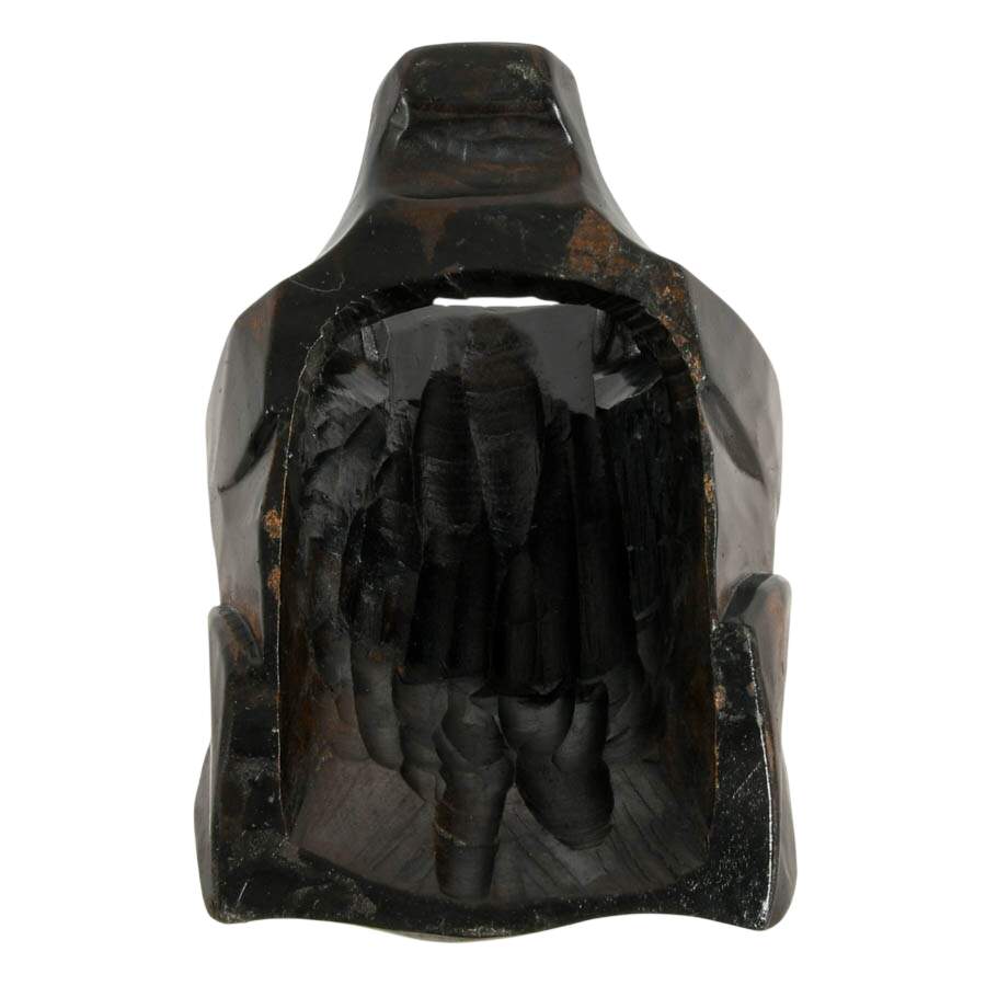 Black Hand-Carved Wood Panther Head Sculpture-5