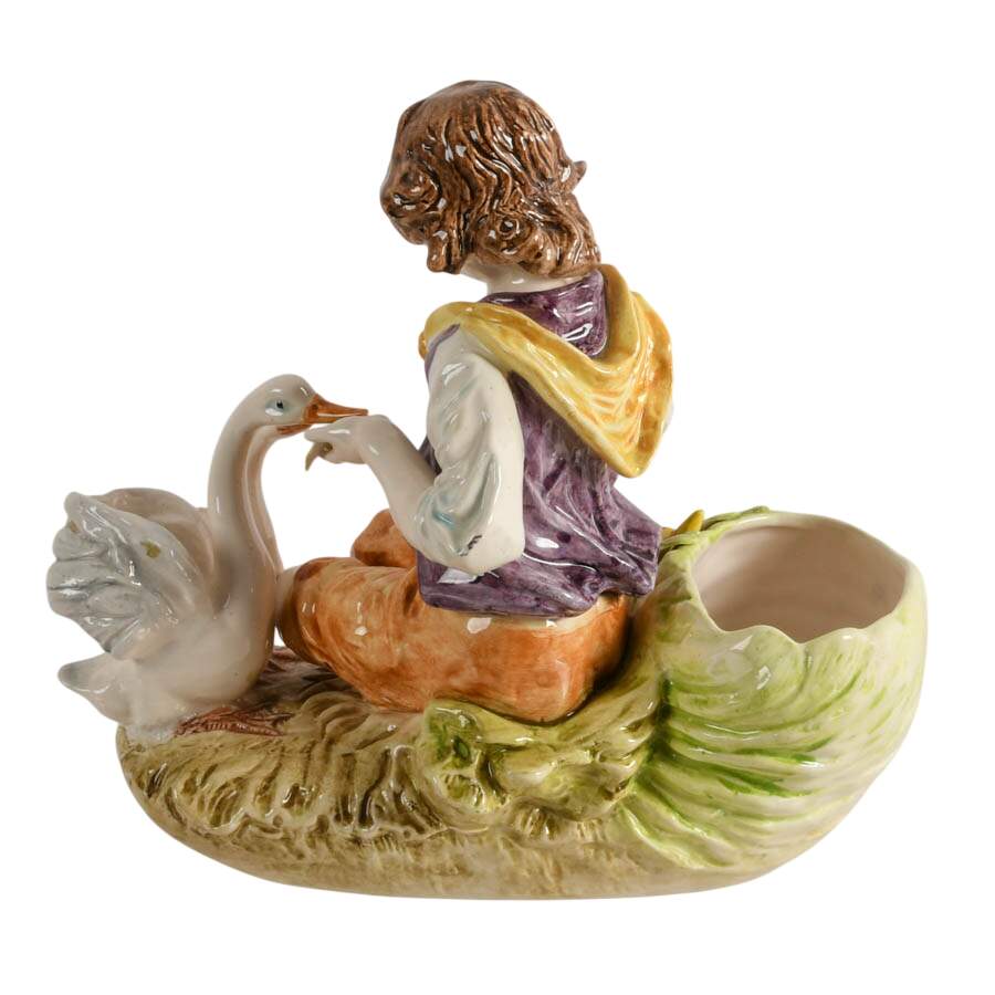 Italian Mid-Century Pottery Swan Feast Bowl-6