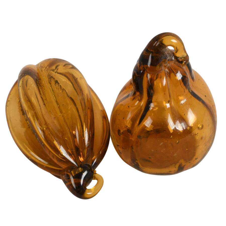 Murano-Style Amber Glass Collection of Five Fruit-4
