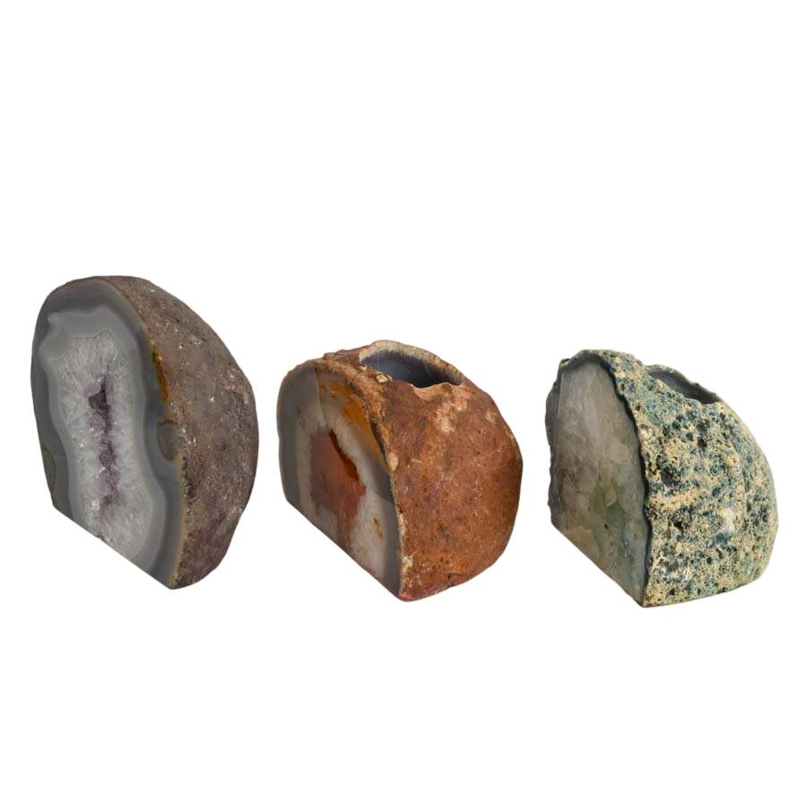 Collection of Four Dyed Geodes Including Two Tea Light Holders-3