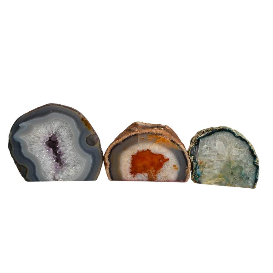 Collection of Four Dyed Geodes Including Two Tea Light Holders-2