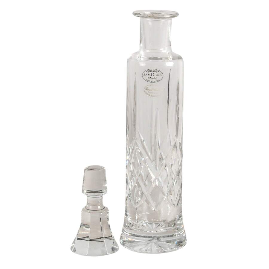 Four-Piece Royal Gallery Cut Lead Crystal Decanter with White Wine Glasses-6