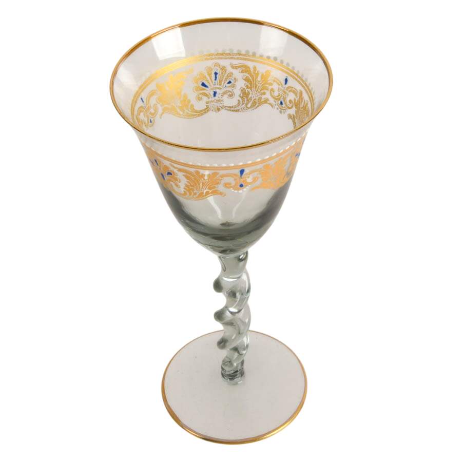 Four-Piece Royal Gallery Cut Lead Crystal Decanter with White Wine Glasses-5