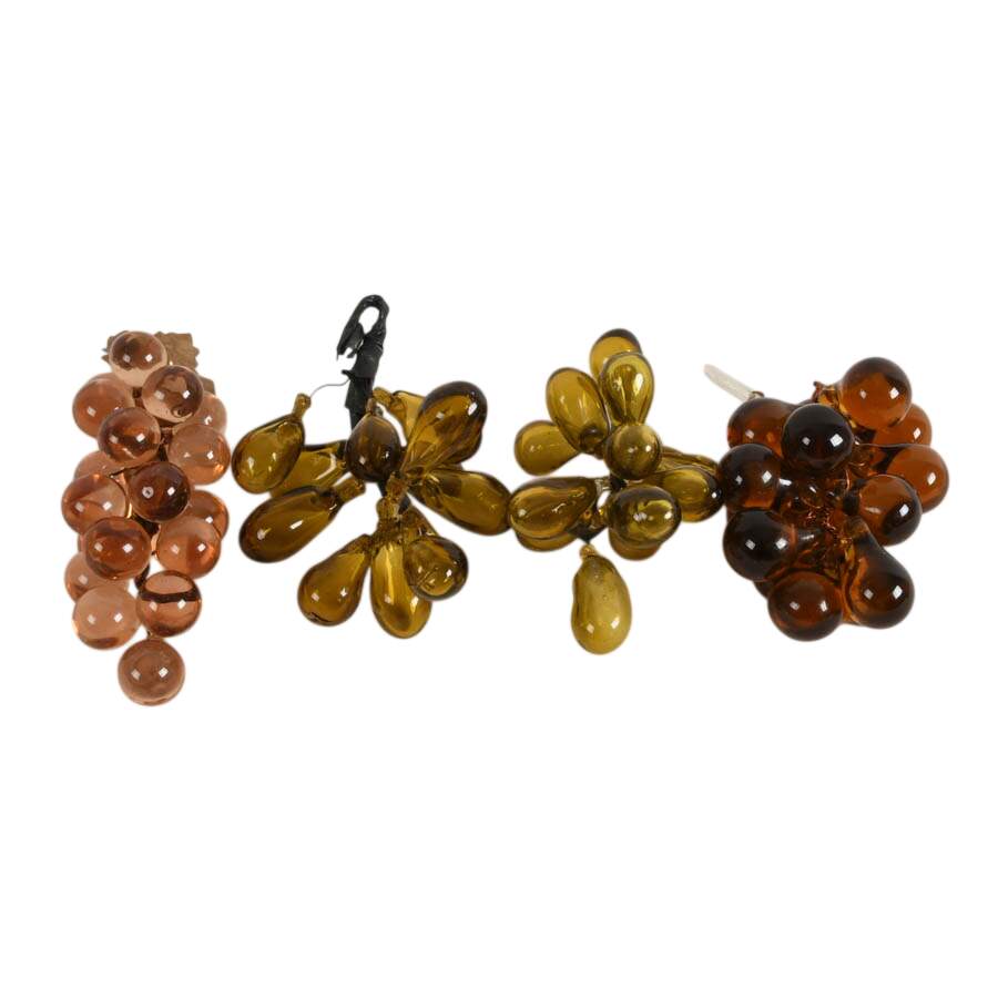 Four Mid-Century Hues of Brown Glass Grape Clusters-6