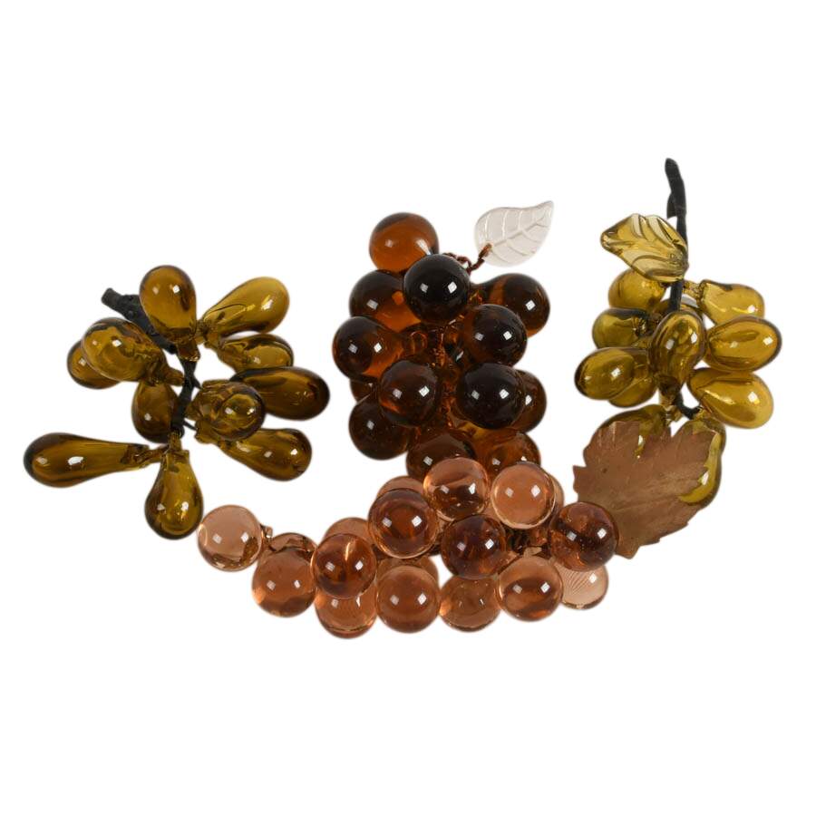 Four Mid-Century Hues of Brown Glass Grape Clusters-1