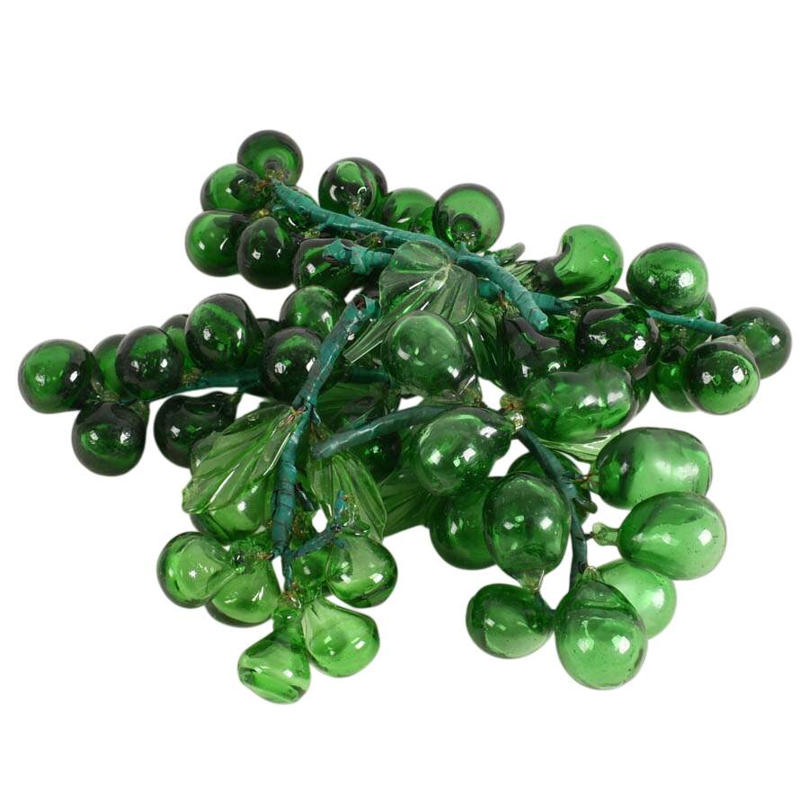 Five Hand-Blown Green Glass Grape Clusters-7