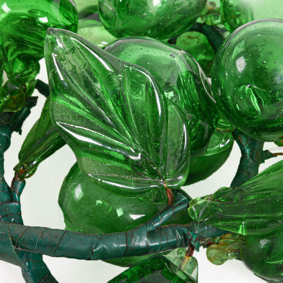 Five Hand-Blown Green Glass Grape Clusters-6