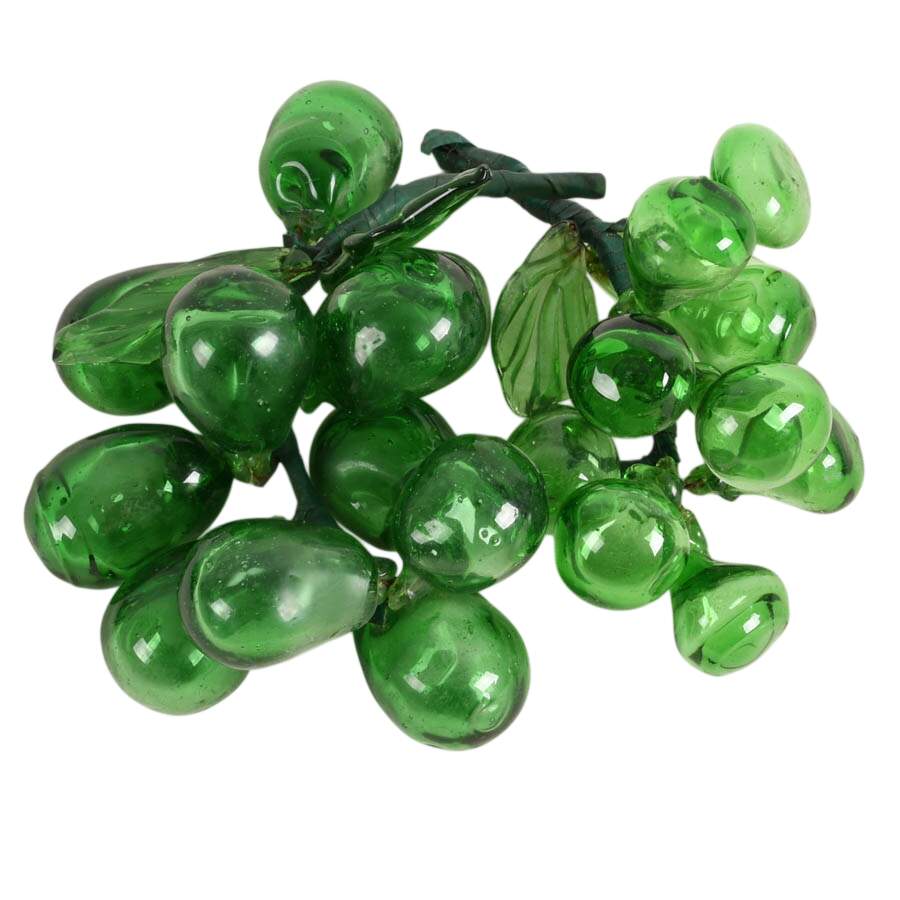 Five Hand-Blown Green Glass Grape Clusters-5